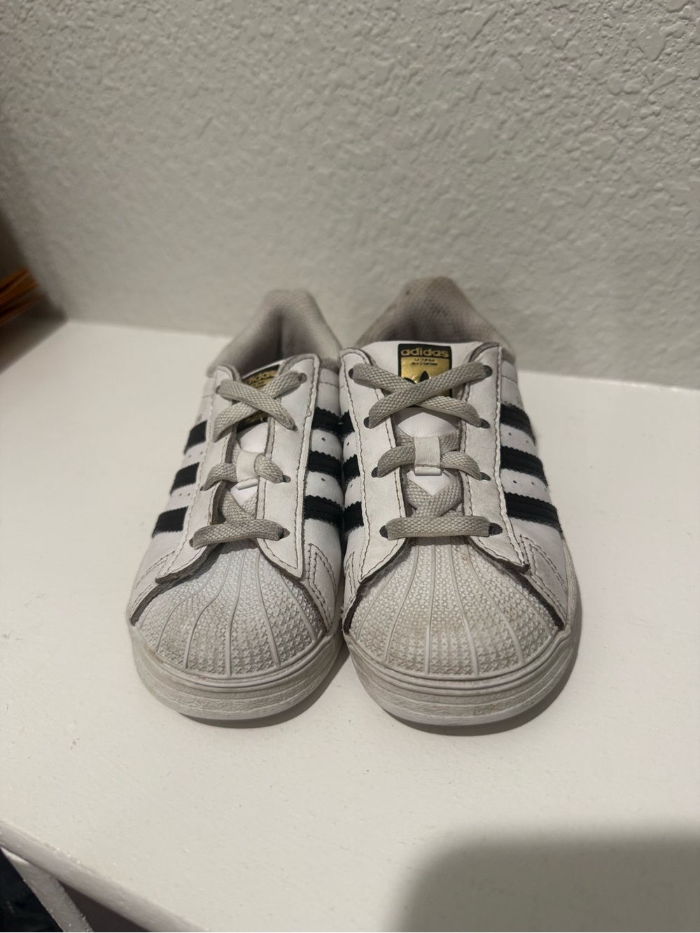 adidas Kids White Sneakers with Black Stripes